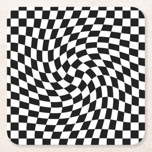 Schachbrett mit schwarzem und weißem Karton Rechteckiger Pappuntersetzer (Vorderseite)