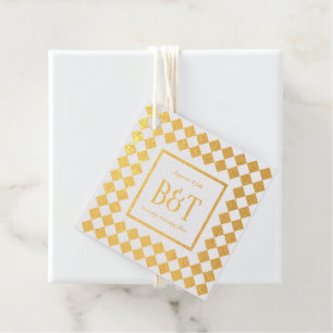 Schachbrett-Monogramm mit Hochzeitsdatum Geschenkanhänger
