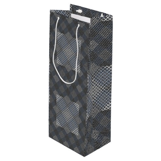Schachbrett Muster diagonal 2tones.bx4x4 BLK BG Geschenktüte Für Weinflaschen (Vorderseite Schrägansicht)