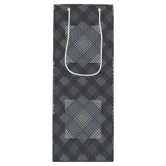 Schachbrett Muster diagonal 2tones.bx4x4 BLK BG Geschenktüte Für Weinflaschen (Vorderseite)