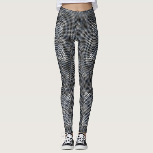 Schachbrett Muster diagonal 2tones.bx4x4 BLK BG Leggings (Vorderseite)