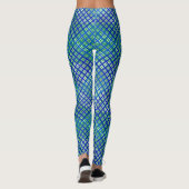 Schachbrett Muster diagonal blau 02.w grün BG Leggings (Rückseite)
