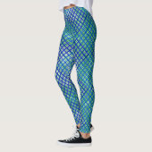 Schachbrett Muster diagonal blau 02.w grün BG Leggings (Links)