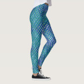 Schachbrett Muster diagonal blau 02.w grün BG Leggings (Rechts)