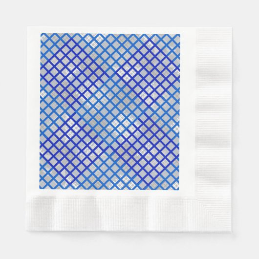 Schachbrett Muster diagonal Blue 02.w LGrey BG Serviette (Vorderseite)