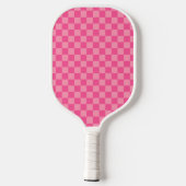 Schachbrett Muster in Pink, hellrosa Pickleball Schläger (Rückseite)
