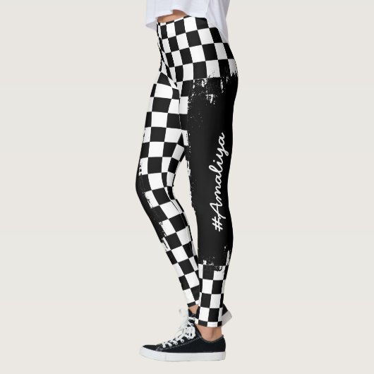 Schachbrett Muster Leggings - Racing - Sportlerinn (Links)