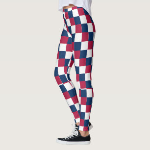 Schachbrett-Muster mit US-Flagge Leggings