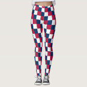 Schachbrett-Muster mit US-Flagge Leggings (Vorderseite)