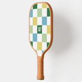 Schachbrett-Muster-Monogramm-Paddel Pickleball Schläger (Links)
