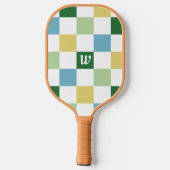 Schachbrett-Muster-Monogramm-Paddel Pickleball Schläger (Rückseite)