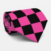 Schachbrett-Muster-Schwarz'n rosa Checkered Krawatte (Gerollt)