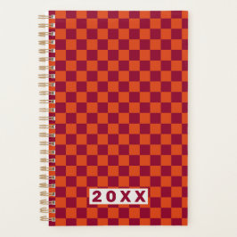 Schachbrett Orange Burgund Retro-Muster 2026 Planer