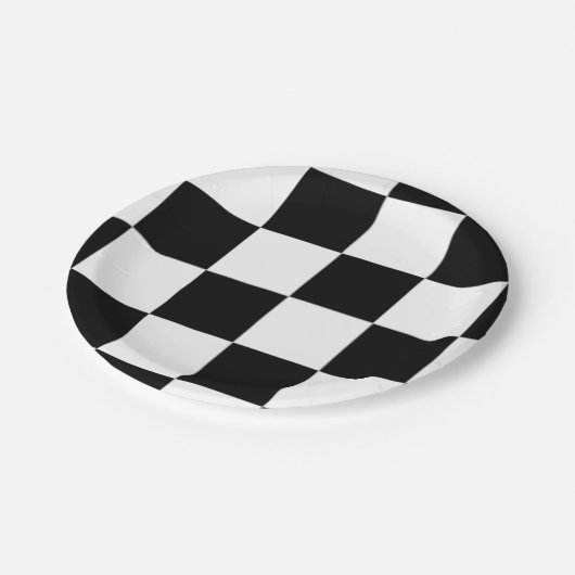 Schachbrett Pappteller (Schrägansicht)