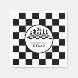 Schachbrett & Pieces Game Night Happy Geburtstag Serviette