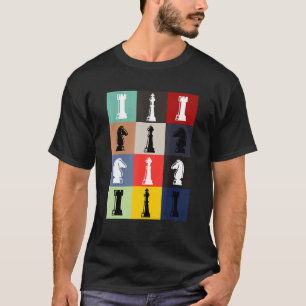 Schachbrett Pop Art Schach Stücke Schachspiel T-Shirt