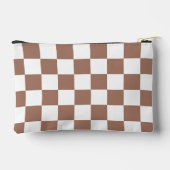 Schachbrett Quadrate Mocha-braunes Retro Monogramm Zubehörtasche (Rückseite)