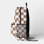 Schachbrett Quadrate mocha braunes, weißes geometr Bedruckter Rucksack (Rechts)