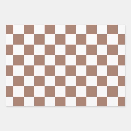 Schachbrett Quadrate mocha braunes, weißes geometr Geschenkpapier Set (Vorderseite 2)