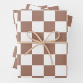 Schachbrett Quadrate mocha braunes, weißes geometr Geschenkpapier Set (Beispiel)