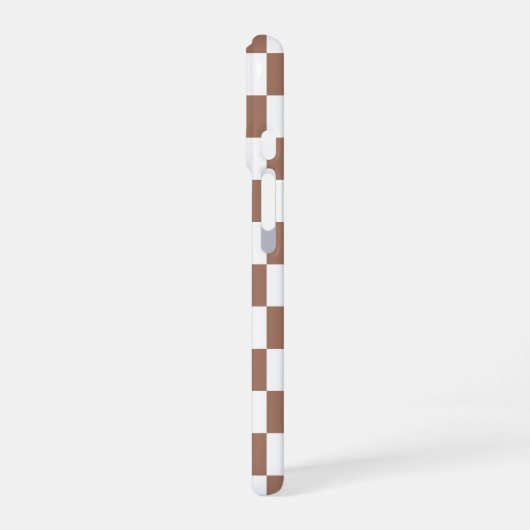 Schachbrett Quadrate mocha braunes, weißes geometr iPhone 16 Hülle (Linke Seite)