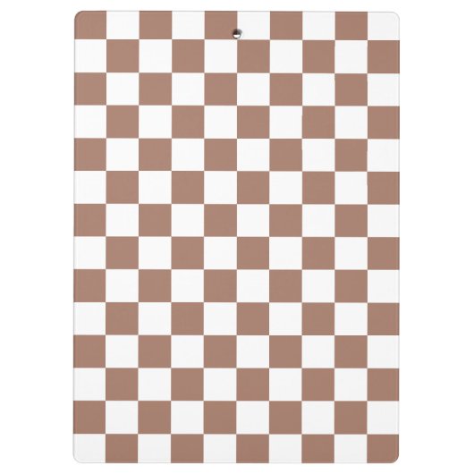Schachbrett Quadrate mocha braunes, weißes geometr Klemmbrett (Rückseite)