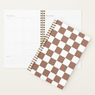 Schachbrett Quadrate mocha braunes, weißes geometr Planer