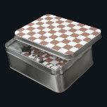 Schachbrett Quadrate mocha braunes, weißes geometr Puzzle<br><div class="desc">Schachbrett quadriert mocha braunes geometrisches Retromuster Geschenk für jeden. Cooles geometrisches rechteckiges Muster in Retro. Vintage Fliesenmousse braun und weiß modernes Schachbrett.</div>