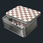 Schachbrett Quadrate mocha braunes, weißes geometr Puzzle<br><div class="desc">Schachbrett quadriert mocha braunes geometrisches Retromuster Geschenk für jeden. Cooles geometrisches rechteckiges Muster in Retro. Vintage Fliesenmousse braun und weiß modernes Schachbrett.</div>