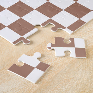 Schachbrett Quadrate mocha braunes, weißes geometr Puzzle