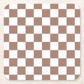 Schachbrett Quadrate mocha braunes, weißes geometr Rechteckiger Pappuntersetzer (Vorderseite)