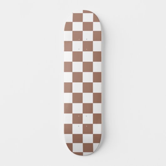 Schachbrett Quadrate mocha braunes, weißes geometr Skateboard (Vorderseite)