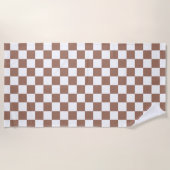 Schachbrett Quadrate mocha braunes, weißes geometr Strandtuch (Vorderseite)