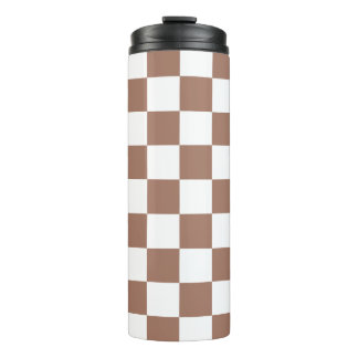 Schachbrett Quadrate mocha braunes, weißes geometr Thermosbecher