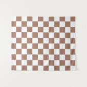 Schachbrett Quadrate mocha braunes, weißes geometr Wandteppich (Vorderseite (Horizontal))