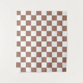 Schachbrett Quadrate mocha braunes, weißes geometr Wandteppich (Vorderseite)