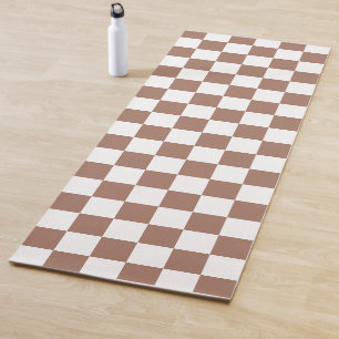 Schachbrett Quadrate mocha braunes, weißes geometr Yogamatte