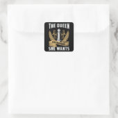 Schachbrett Queen Checkmate Board Game-Geschenk Quadratischer Aufkleber (Tasche)