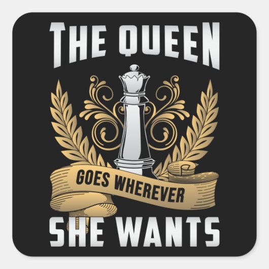 Schachbrett Queen Checkmate Board Game-Geschenk Quadratischer Aufkleber (Vorderseite)