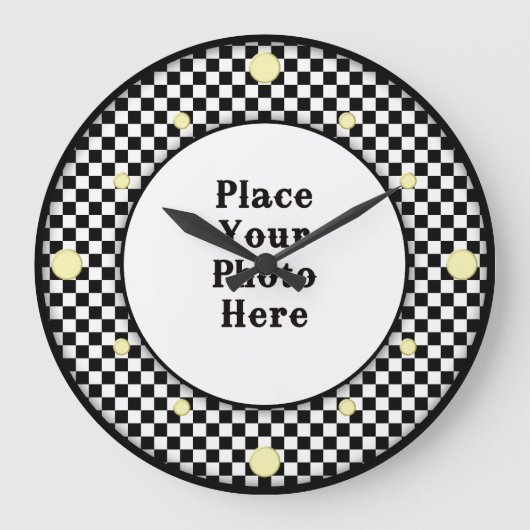 Schachbrett Rahmen für die Foto-Uhr Große Wanduhr (Vorderseite)