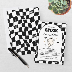 Schachbrett Retro Spooktacular Halloween Einladung