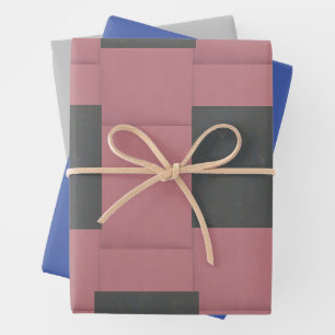 Schachbrett Rosa Blume Abstrakt   Geschenkpapier Set