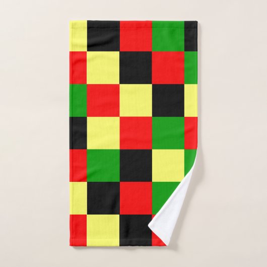Schachbrett rot, gelb, schwarz und grün badhandtuch set (Handtuch)