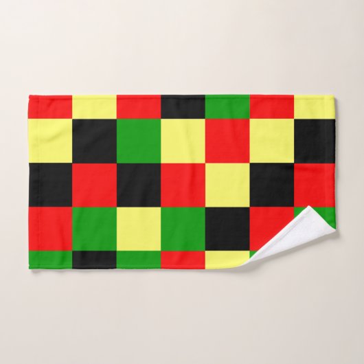 Schachbrett rot, gelb, schwarz und grün badhandtuch set (Handtuch)