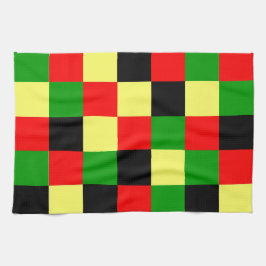 Schachbrett rot, gelb, schwarz und grün geschirrtuch