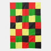 Schachbrett rot, gelb, schwarz und grün geschirrtuch (Vertikal)