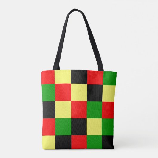 Schachbrett rot, gelb, schwarz und grün tasche (Rückseite)