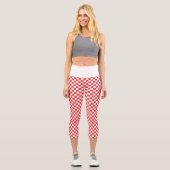 Schachbrett Rot Weiß Capri Leggings (Vorderseite)
