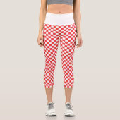 Schachbrett Rot Weiß Capri Leggings (Vorderseite)