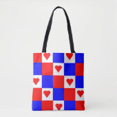 Schachbrett rot, weiß und blau tasche (Vorderseite)